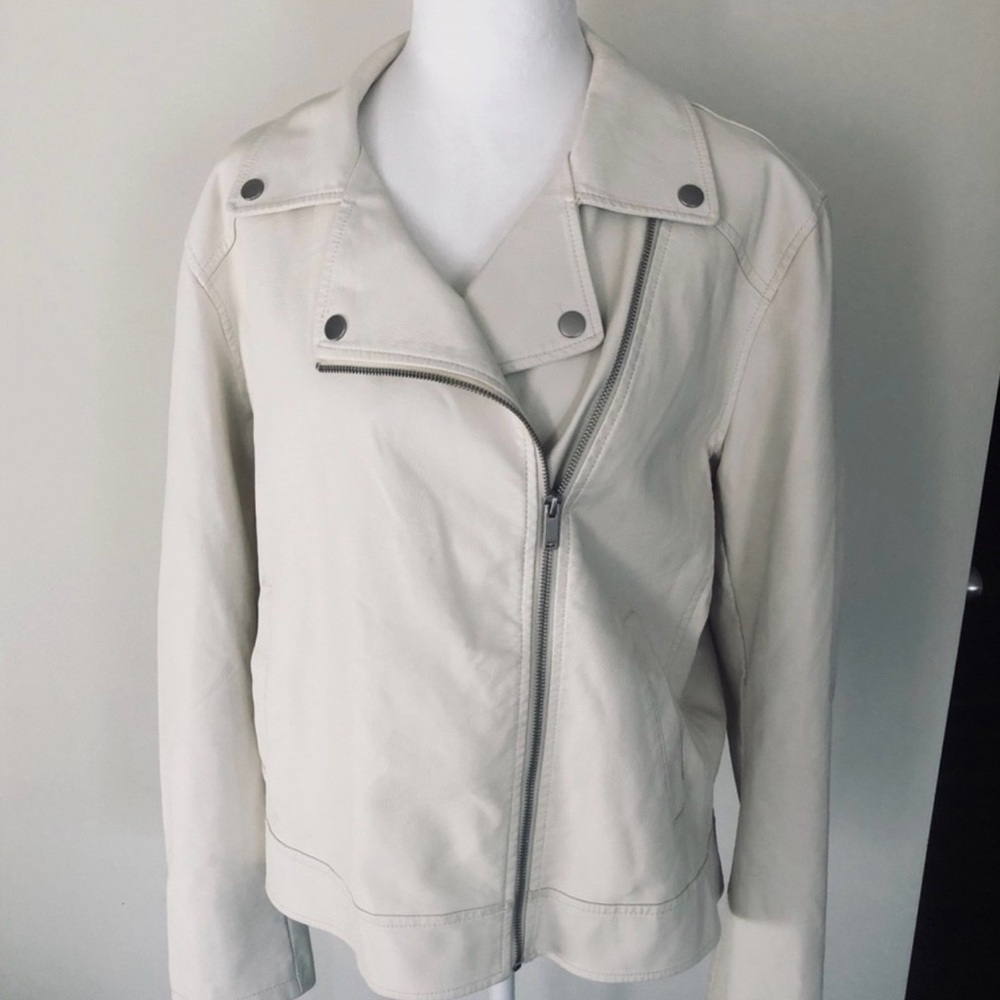 universal threads womens size xl white motorcycle faux leather jacket